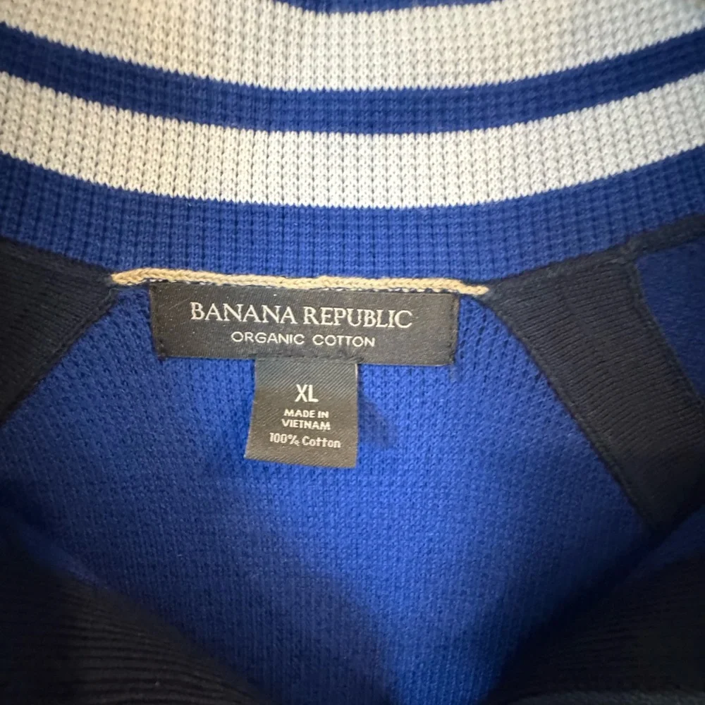 Banana Republic Cotton Sweater Men’s XL Quarter Zip Blue Pullover